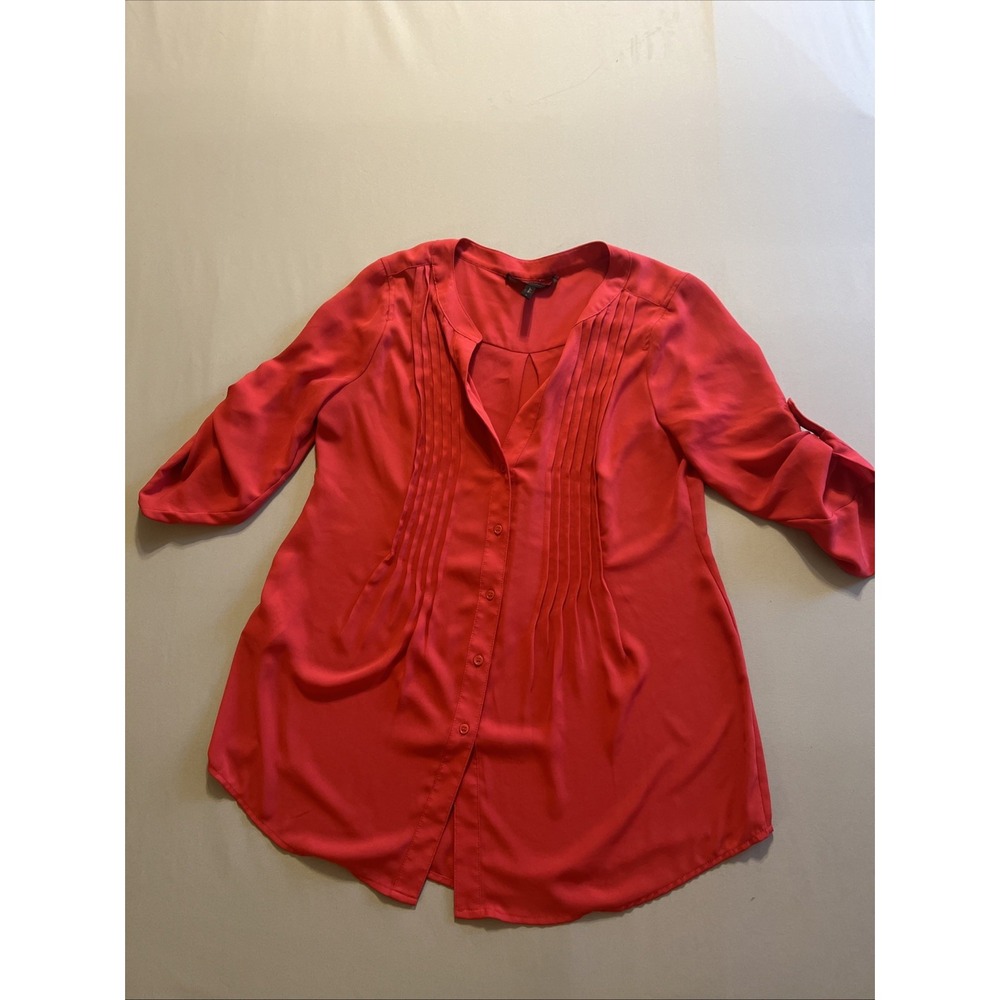 BCBGMAXAZRIA Shirt Top Blouse Womens Sm Red Ruffles
